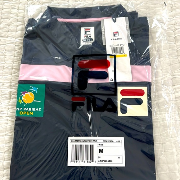 Fila Official BNP Paribas Open Polo Shirt, Navy, NEW - Picture 2 of 3